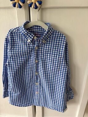 Blue Gingham Button-Up Shirt for Kids 3T